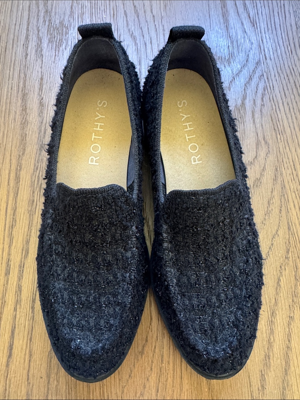 Rothy's The Lug Loafer in Black Bouclé Size 6